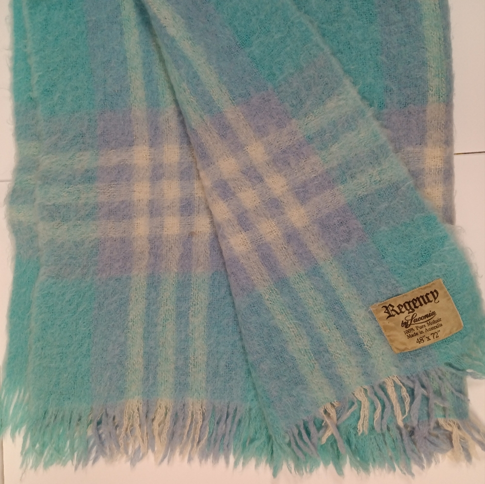 Mohair Vintage Regency by Laconia 48" x 72" Pastel Plaid Throw Blanket - Picture 2 of 8